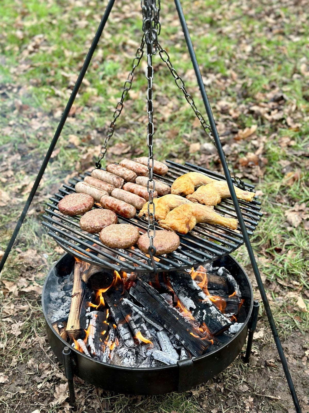 Heavy Gauge Steel Hanging Campfire Grill - TJM Metalworks