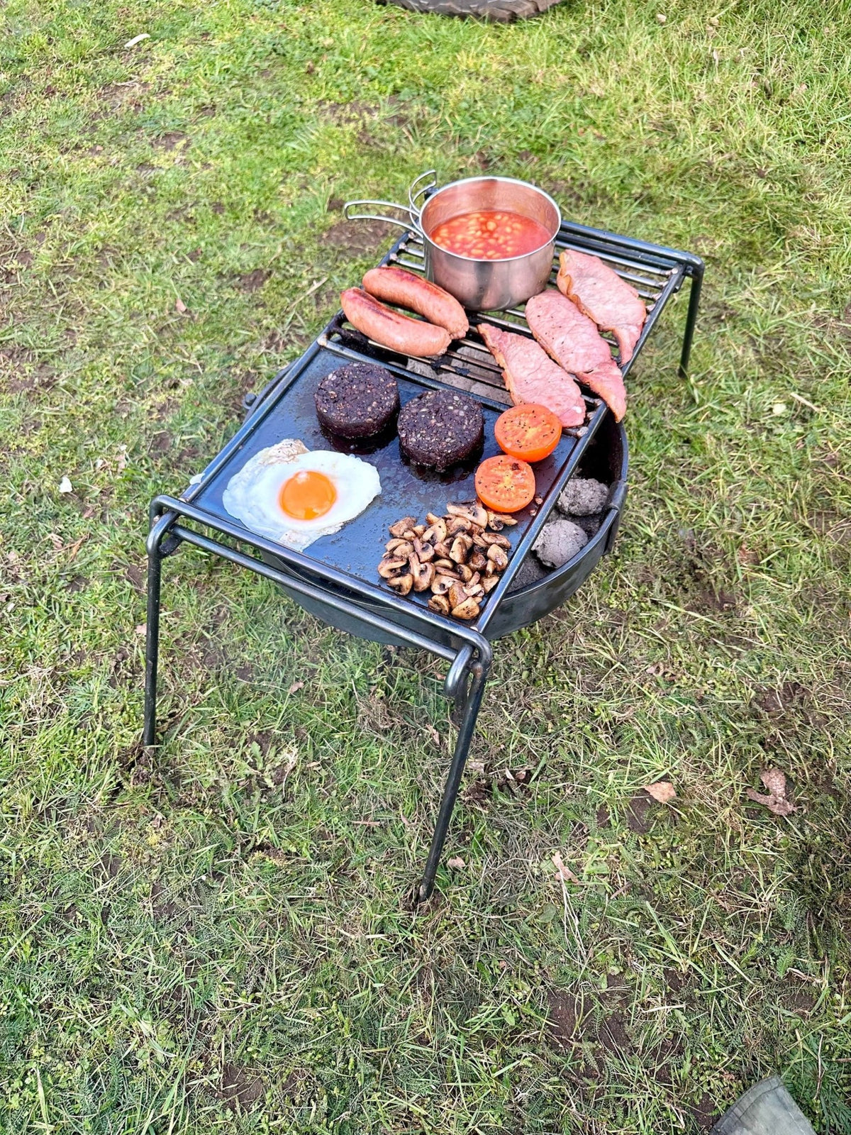 Folding Camp Grill with Skillet Plate - TJM Metalworks