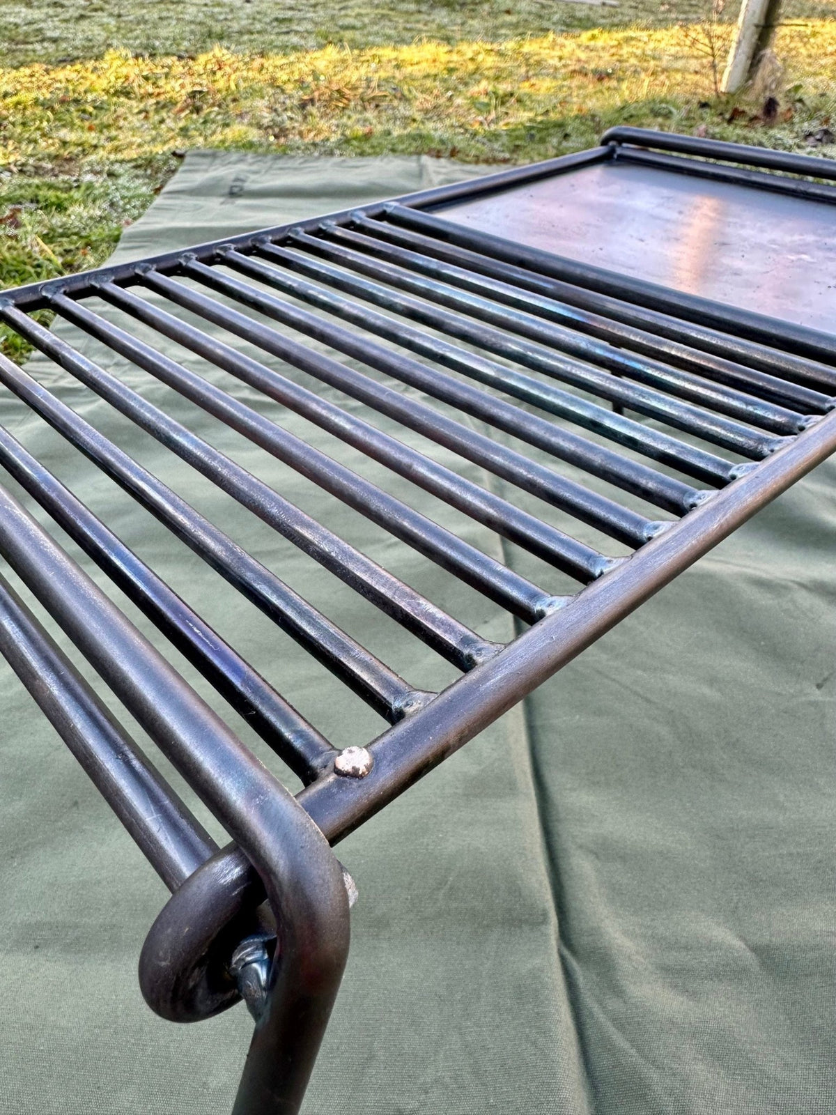 Folding Camp Grill with Skillet Plate - TJM Metalworks