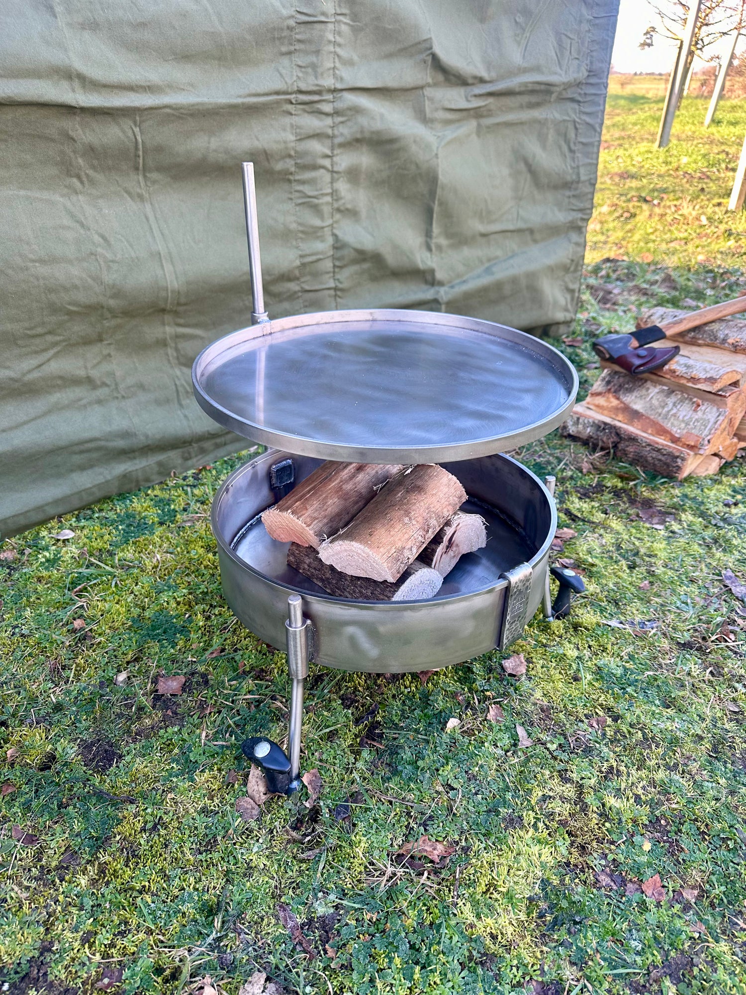 35cm Stainless Steel Skillet for Fire Pit 35