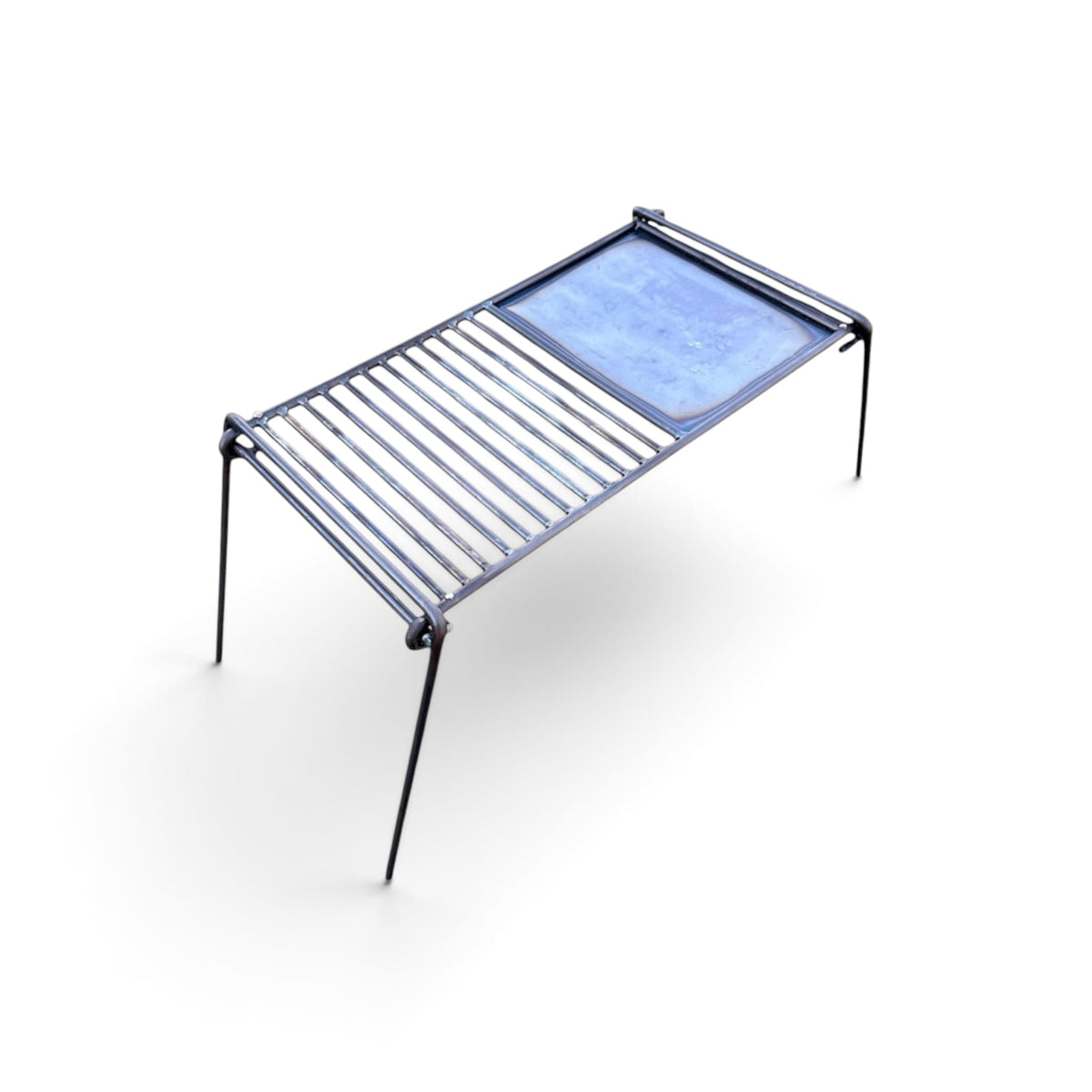 Folding Camp Grill with Skillet Plate - TJM Metalworks