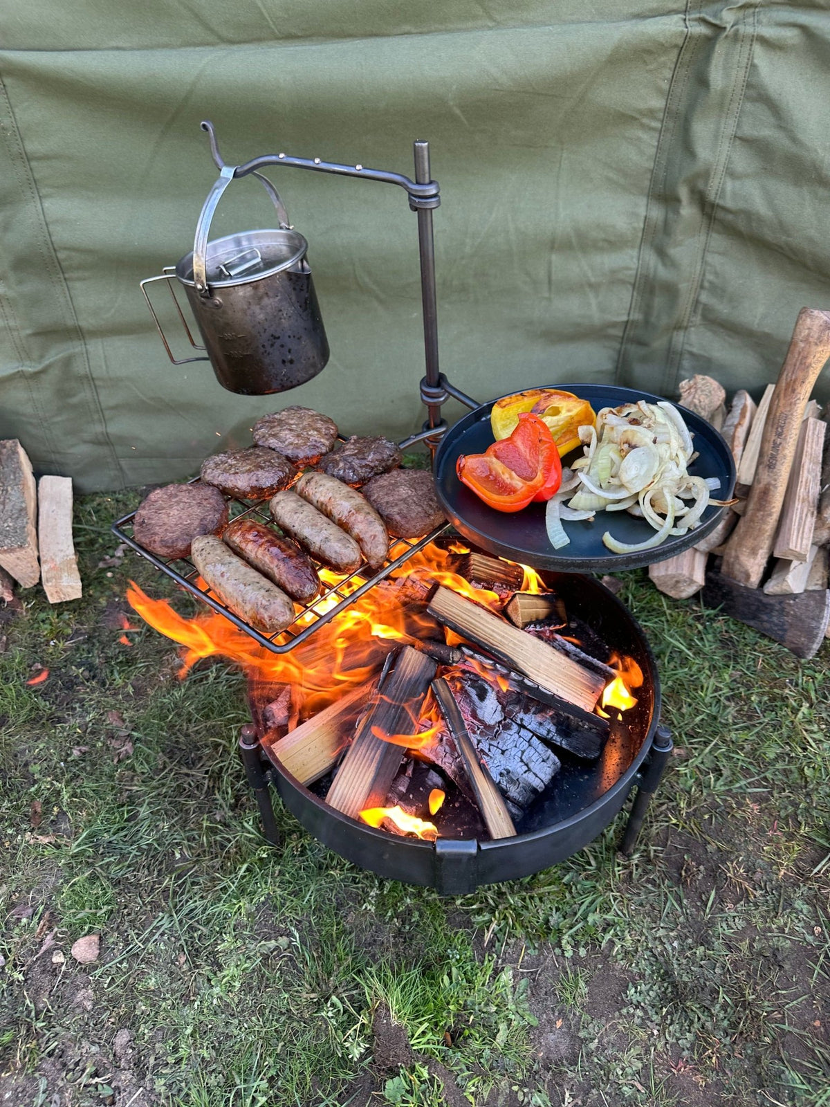 35cm Fire Pit & BBQ Cook Station – product on white background showing fire pit bowl and cook station components