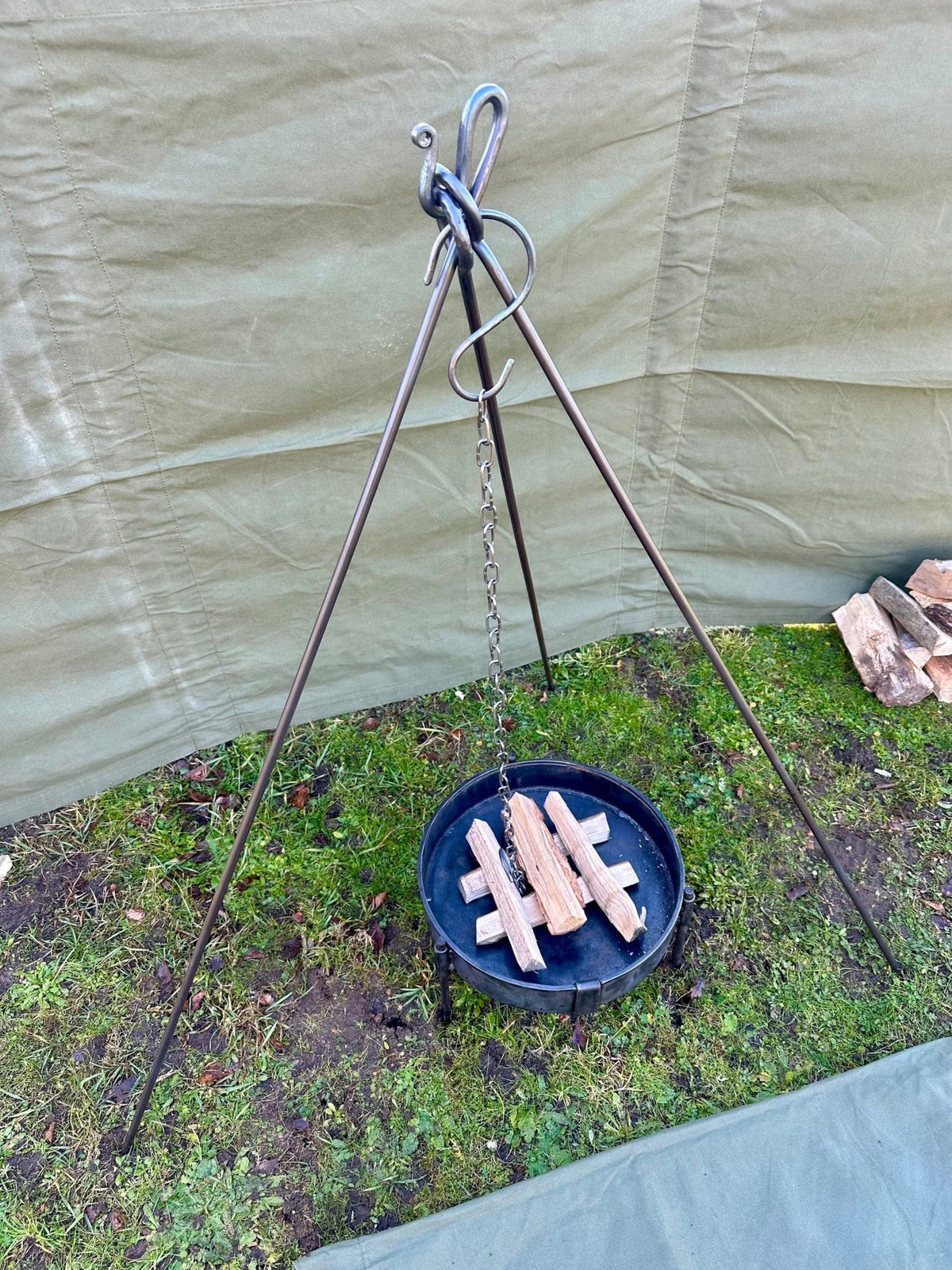 Campfire Tripod | Fire Bridge & Tripod Setup - TJM Metalworks