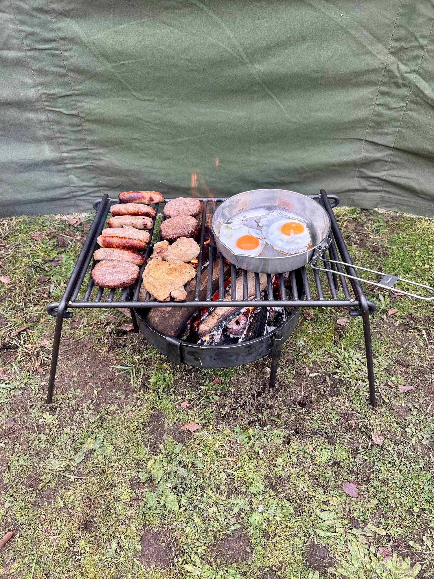 Portable Folding Camp Grill - Heavy Gauge Steel