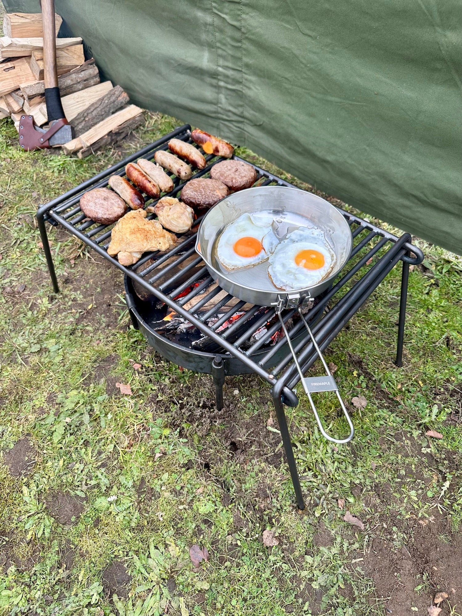 Portable Folding Camp Grill - Heavy Gauge Steel