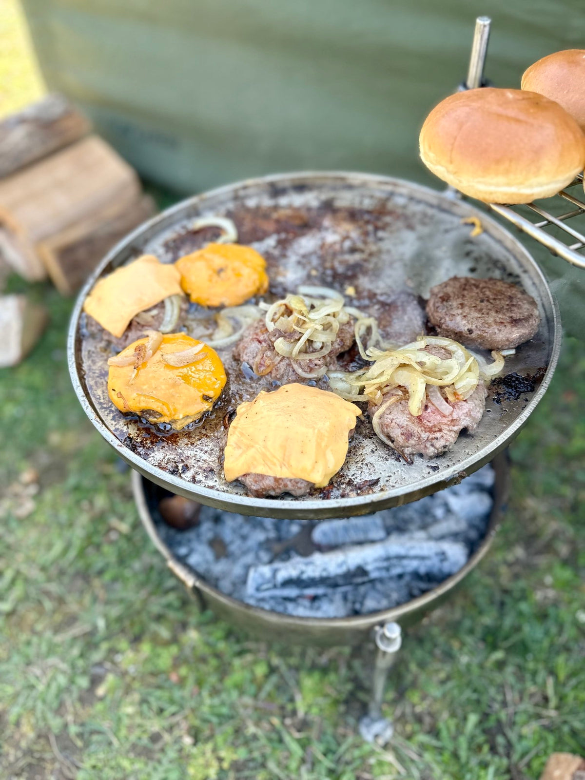 35cm Stainless Steel Skillet for Fire Pit 35 - TJM Metalworks