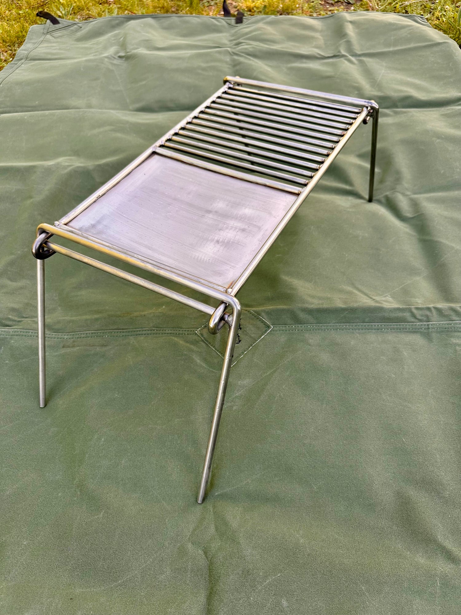 Stainless Steel Camp Grill with Skillet Plate