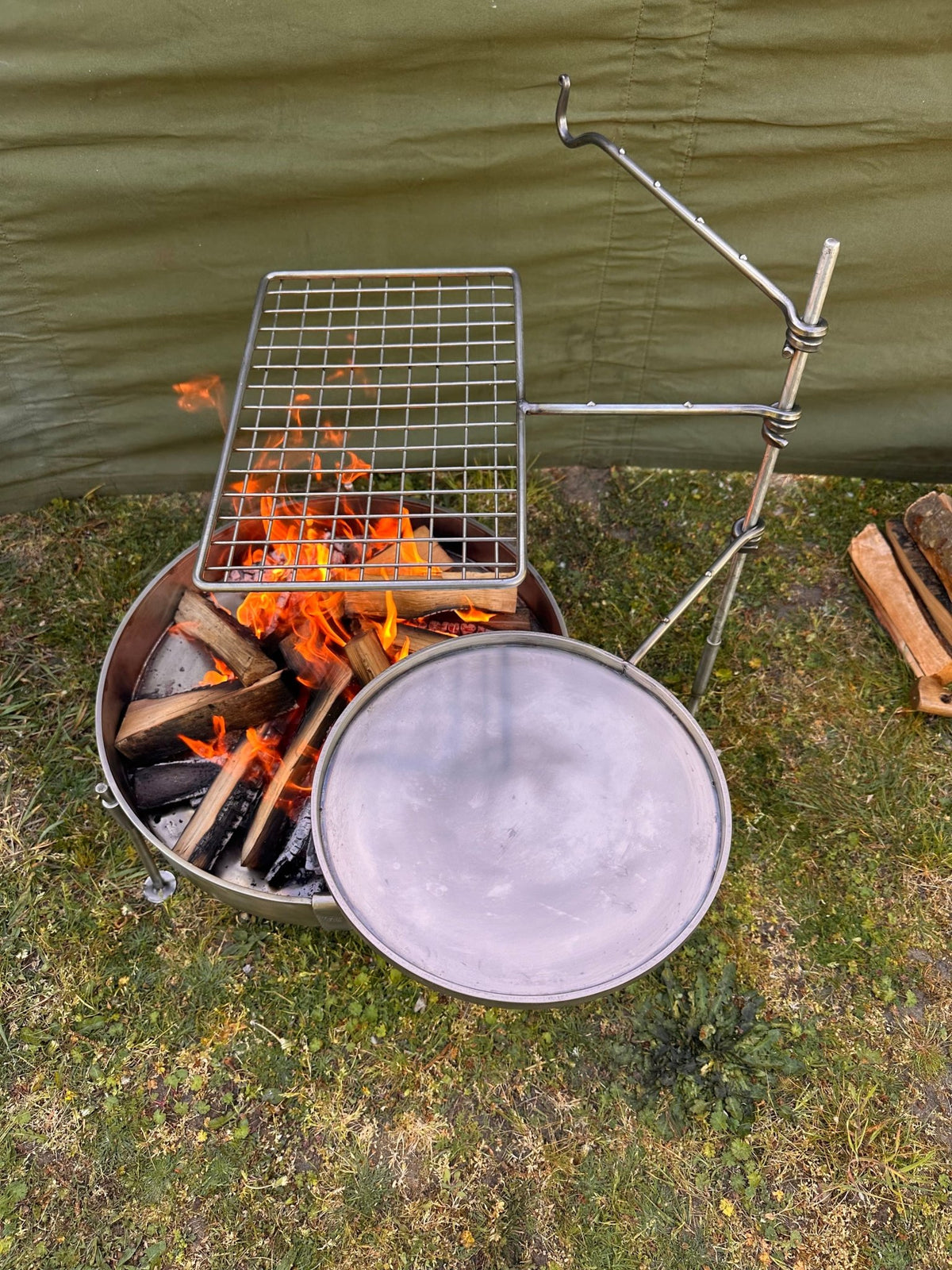 Large Stainless Steel Fire Anchor | Grill, Skillet & Hook Arms - TJM Metalworks