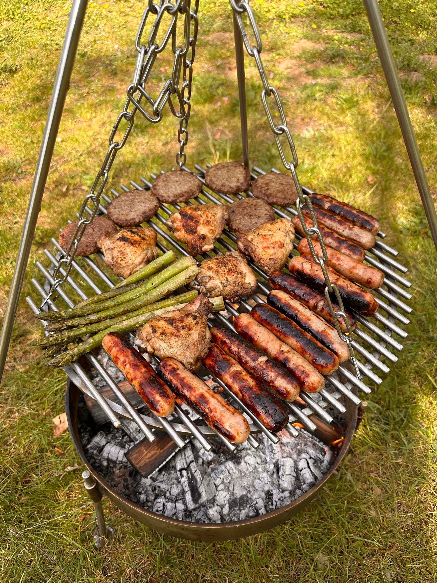 Stainless Steel Campfire Hanging Grill for Tripods